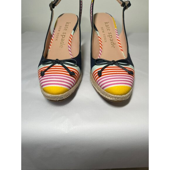Kate Spade Panama Nights Slingback Striped Espadrille Wedge Sandals Size 9 - Picture 8 of 8